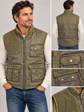 Vintage Avalanche Mountain Gear Quilted Hunting Vest Olive Green Men's Large